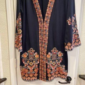 EUC Soft Surroundings Embroidered Floral Topper XL